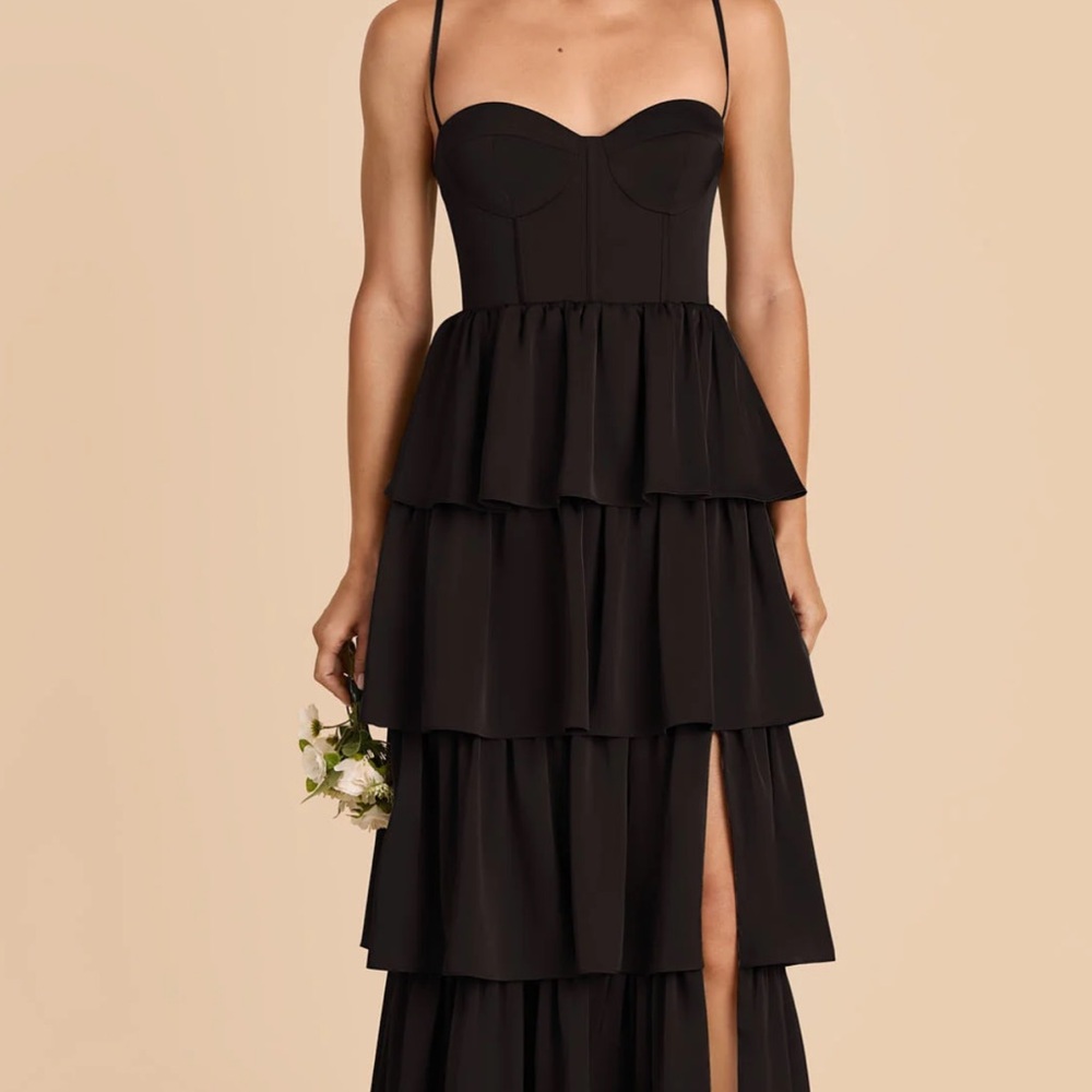 Birdy Grey Black Strapless Tiered Dress